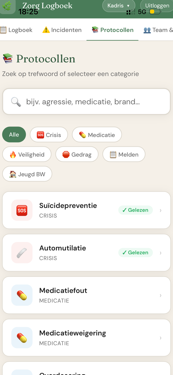 Zorg Logboek - Protocollen